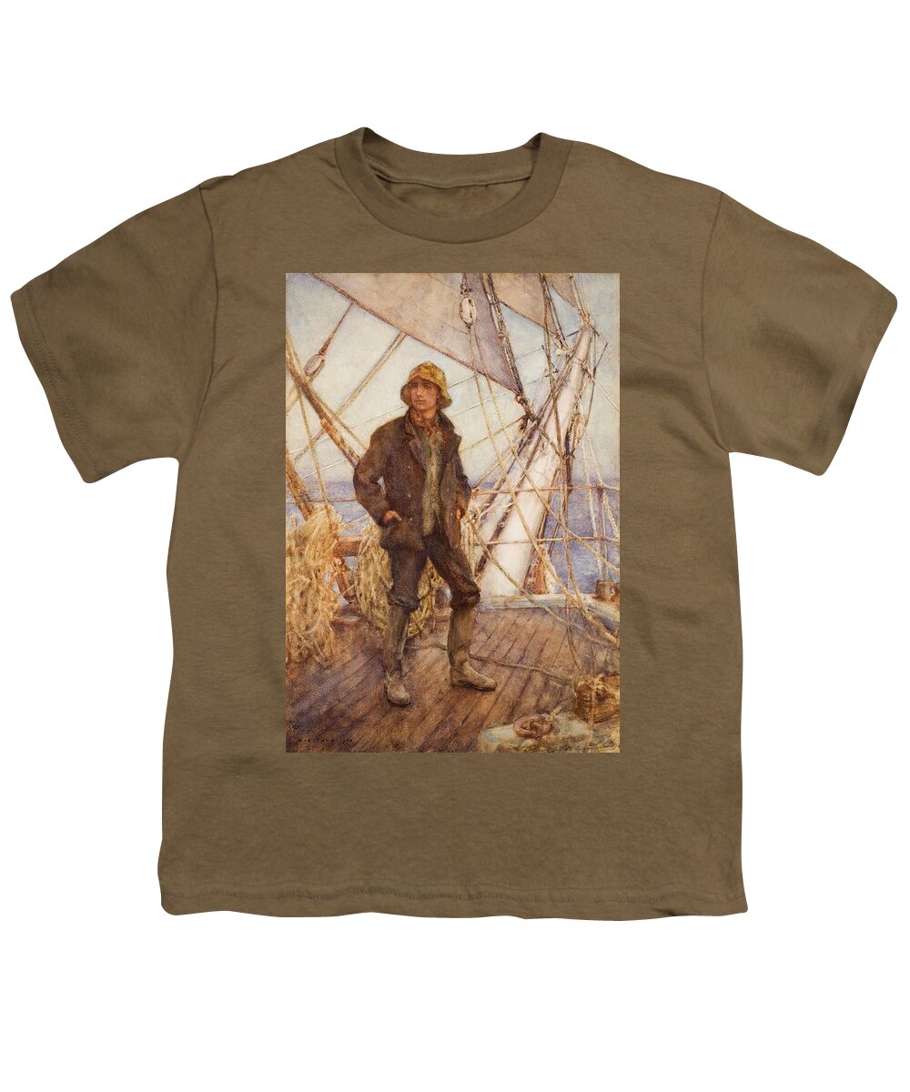 Henry Scott Tuke Youth T-Shirt featuring the painting The Lookout Man by Henry Scott Tuke