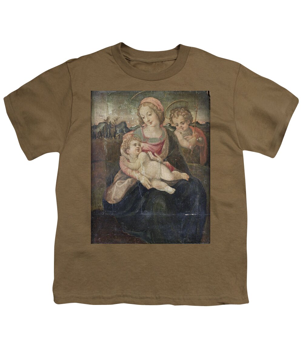 Circle Of Francesco Del Brina Youth T-Shirt featuring the painting The Madonna and Child with the Infant Saint John the Baptist before an open landscape by Circle of Francesco del Brina