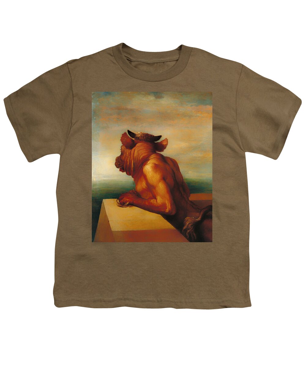 Painting Youth T-Shirt featuring the painting The Minotaur by Mountain Dreams