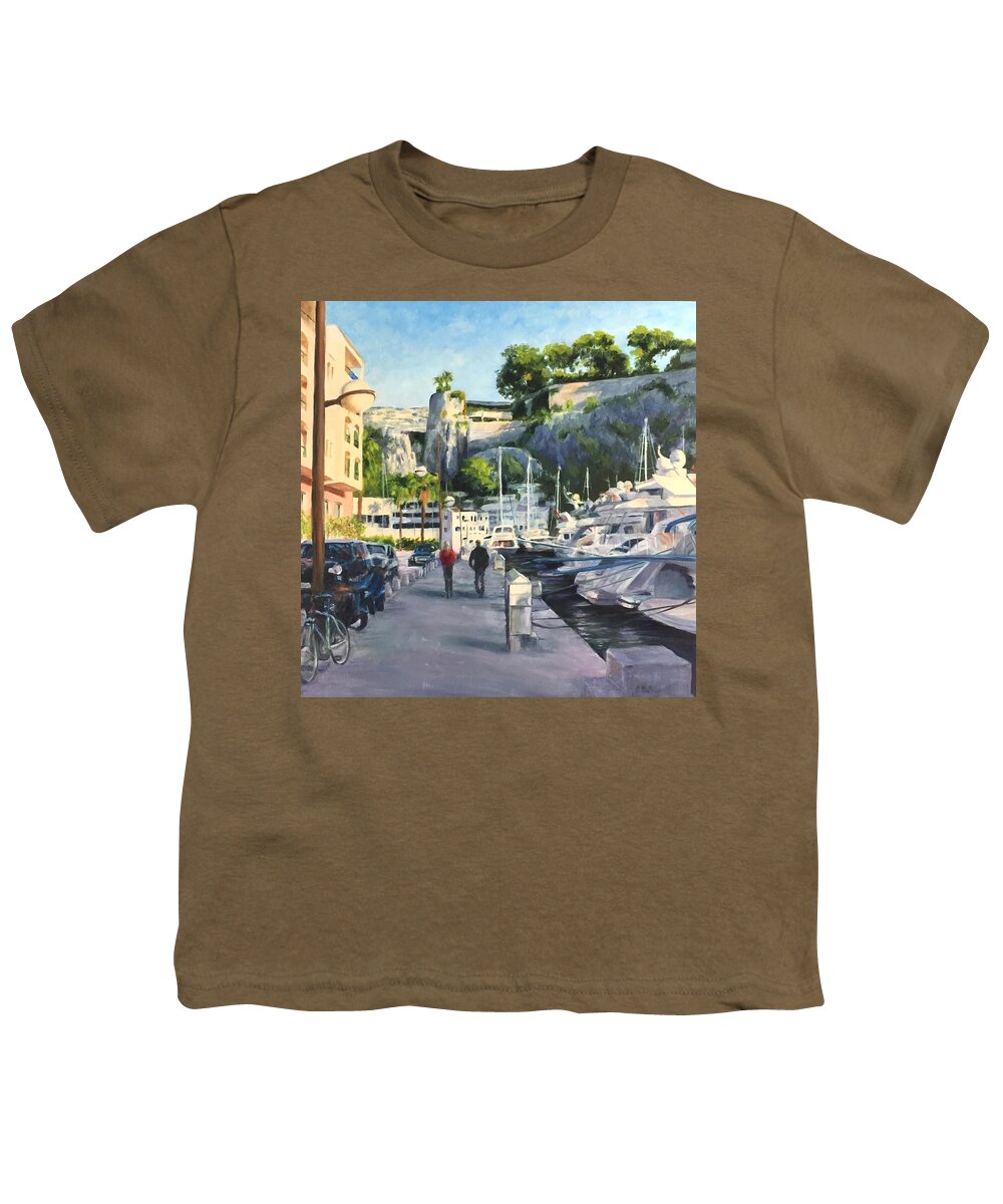 Monaco Youth T-Shirt featuring the painting The Rock Ahead by Connie Schaertl