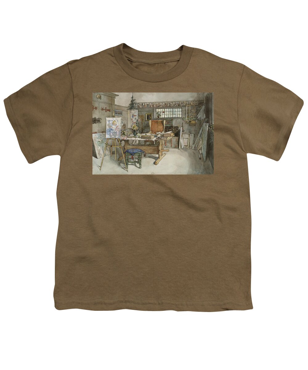 19th Century Art Youth T-Shirt featuring the painting The Studio. From A Home by Carl Larsson