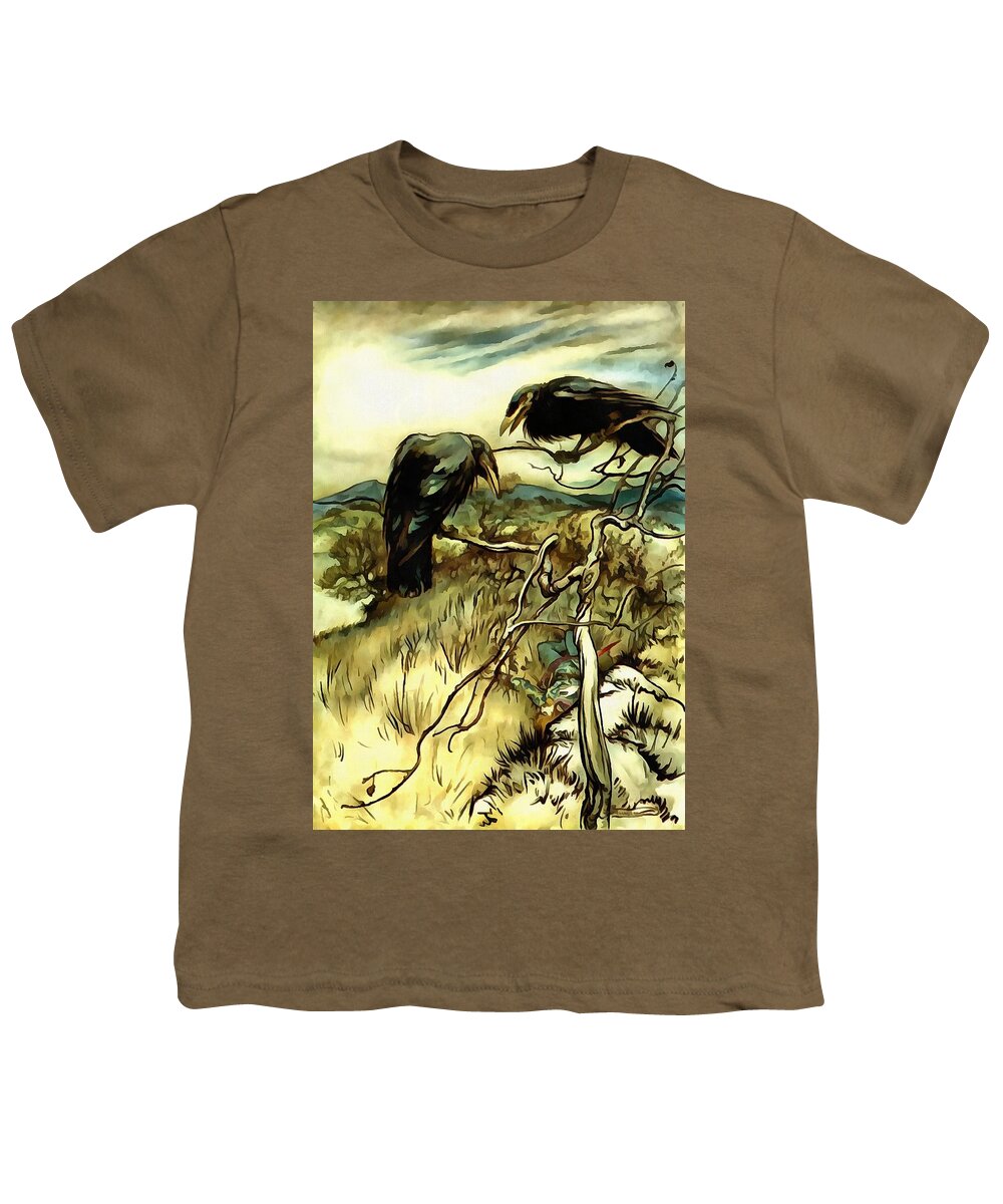 Animal Youth T-Shirt featuring the painting The Two Crows by Taiche Acrylic Art