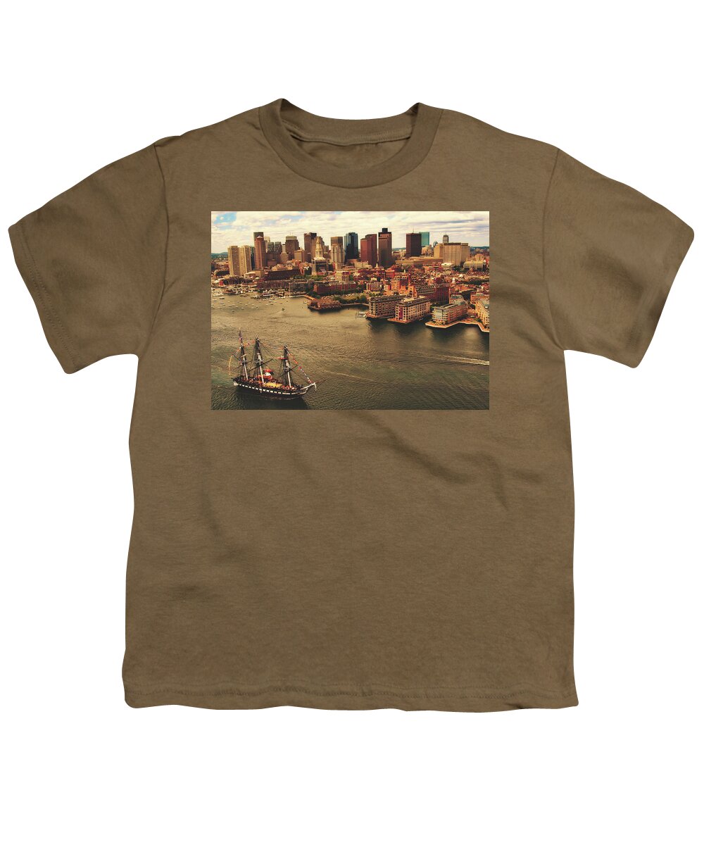 Uss Constitution Youth T-Shirt featuring the photograph The USS Constitution in Boston Harbor by Mountain Dreams