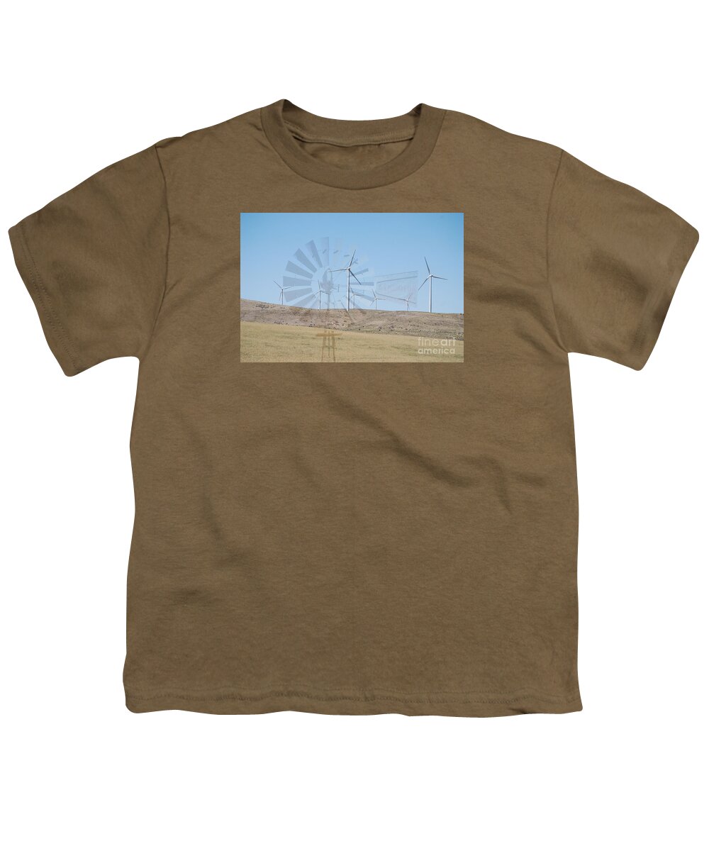 Wind Turbines Youth T-Shirt featuring the photograph Then and Now by Sharon Elliott