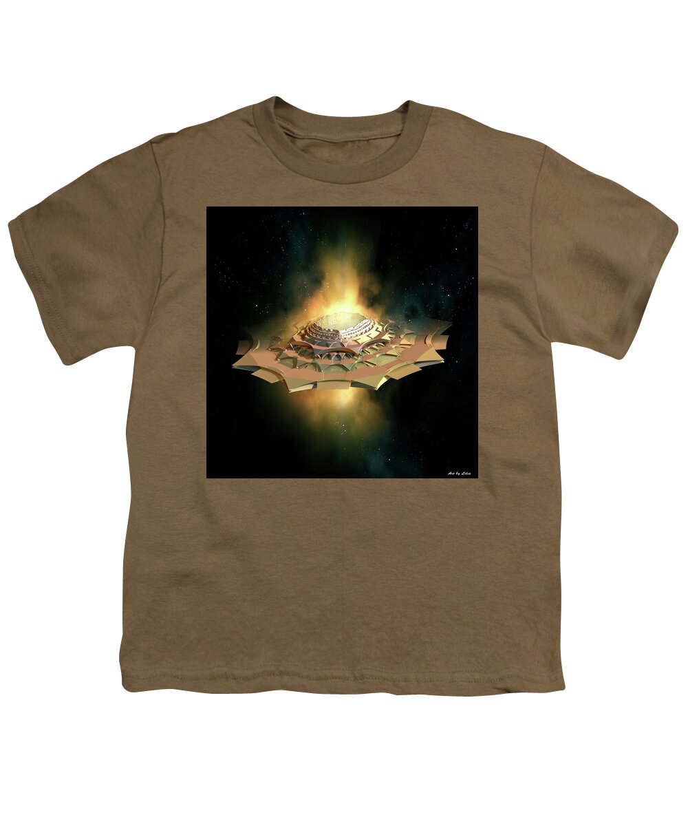 Mother Ship Youth T-Shirt featuring the digital art Through Space and time by Lilia S