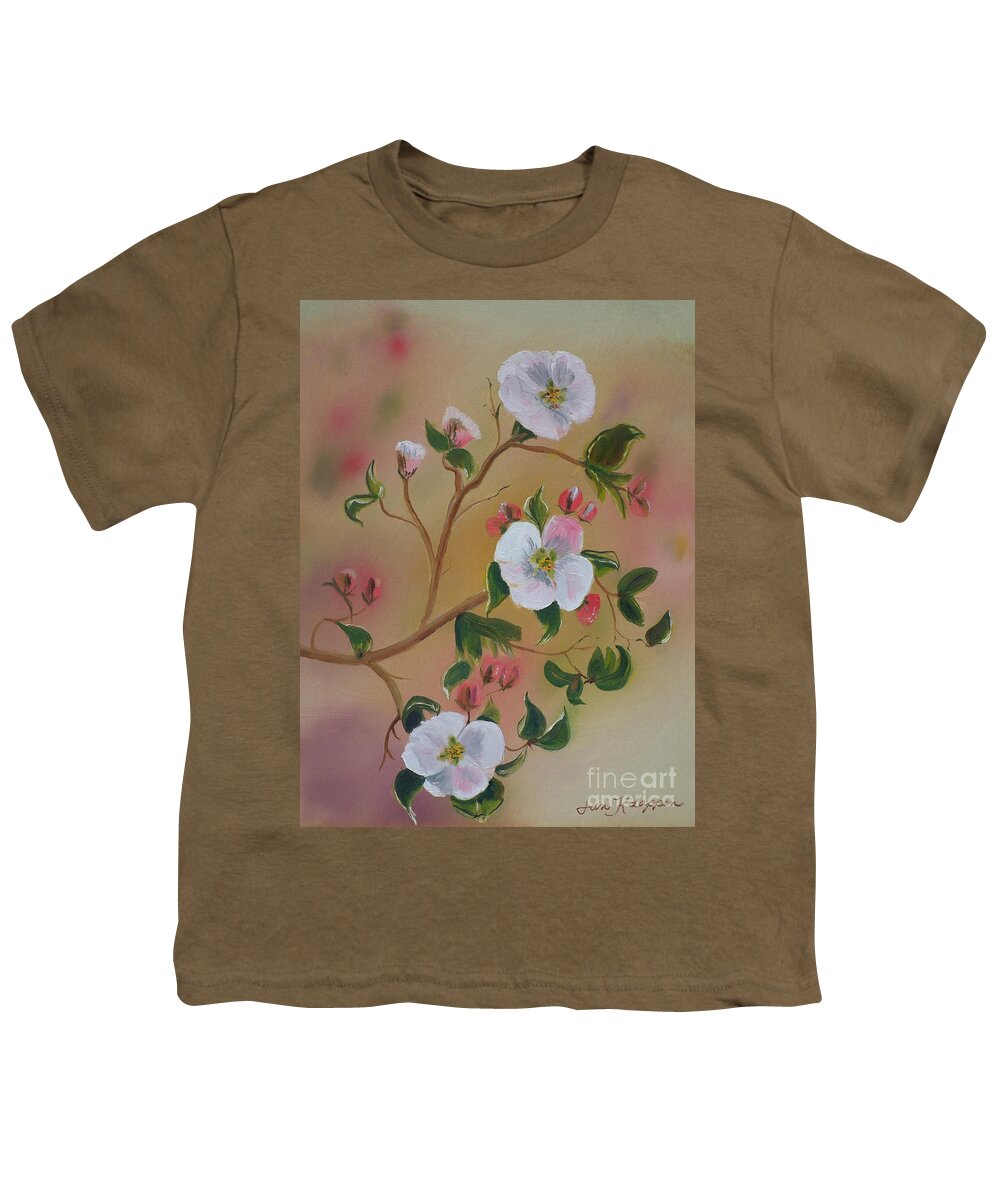 Apple Blossoms Youth T-Shirt featuring the painting Three Blooms - Apple Orchard - Ellijay by Jan Dappen