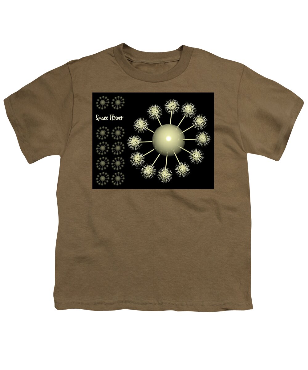 Three Dimensional Youth T-Shirt featuring the digital art Three Dimensional Space Flower by Phil Perkins