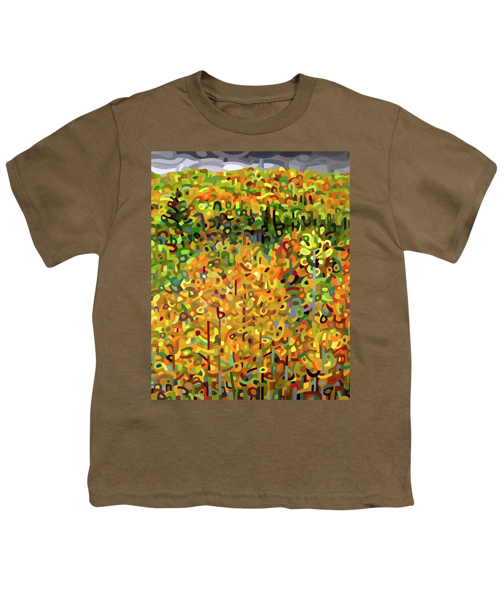 Fine Art Youth T-Shirt featuring the painting Towards Autumn by Mandy Budan