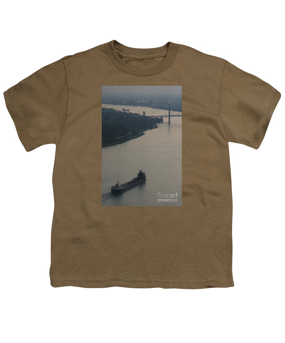 Detroit Youth T-Shirt featuring the photograph Transport On The Waterway by Linda Shafer