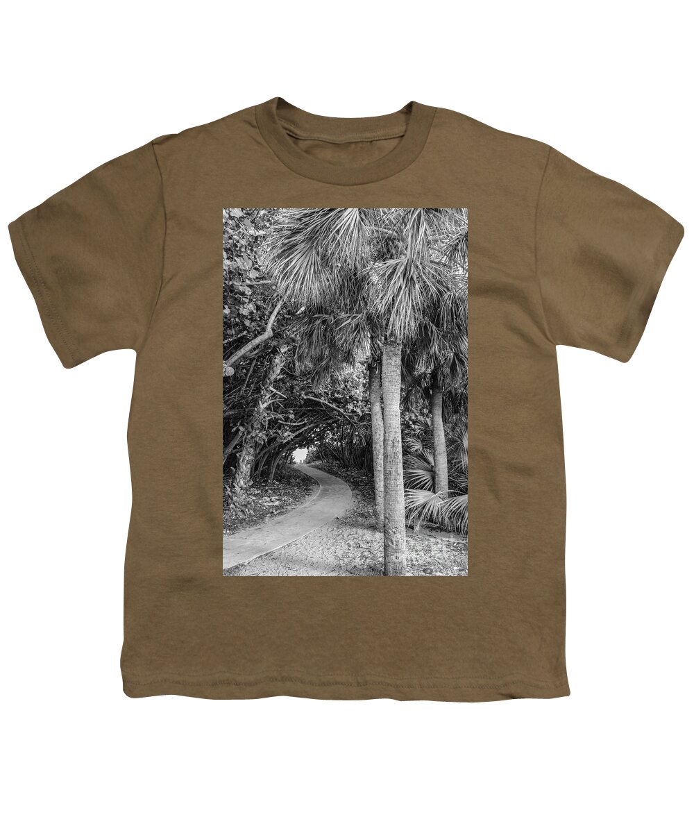 Bathtub Beach Youth T-Shirt featuring the photograph Tree Tunnel 2, Black and White by Liesl Walsh