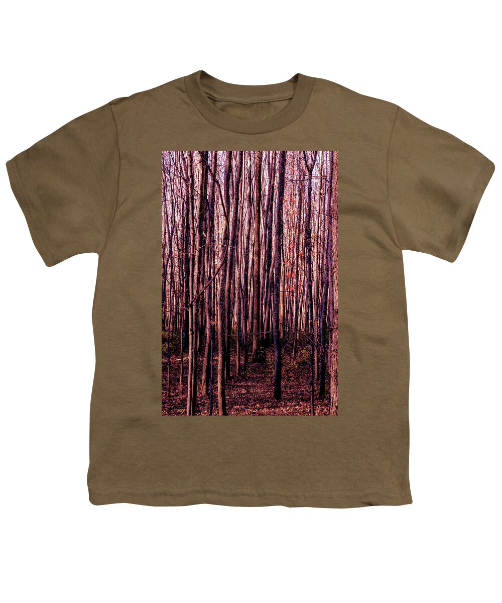 Treez Youth T-Shirt featuring the photograph Treez Red by Lon Dittrick