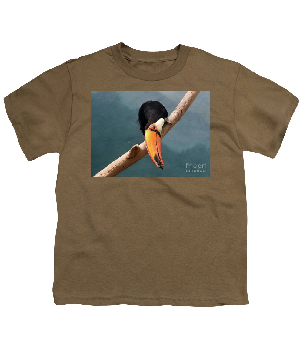Toucan Youth T-Shirt featuring the photograph Tropical Toucan Bird with a Bright Orange Bill by DejaVu Designs