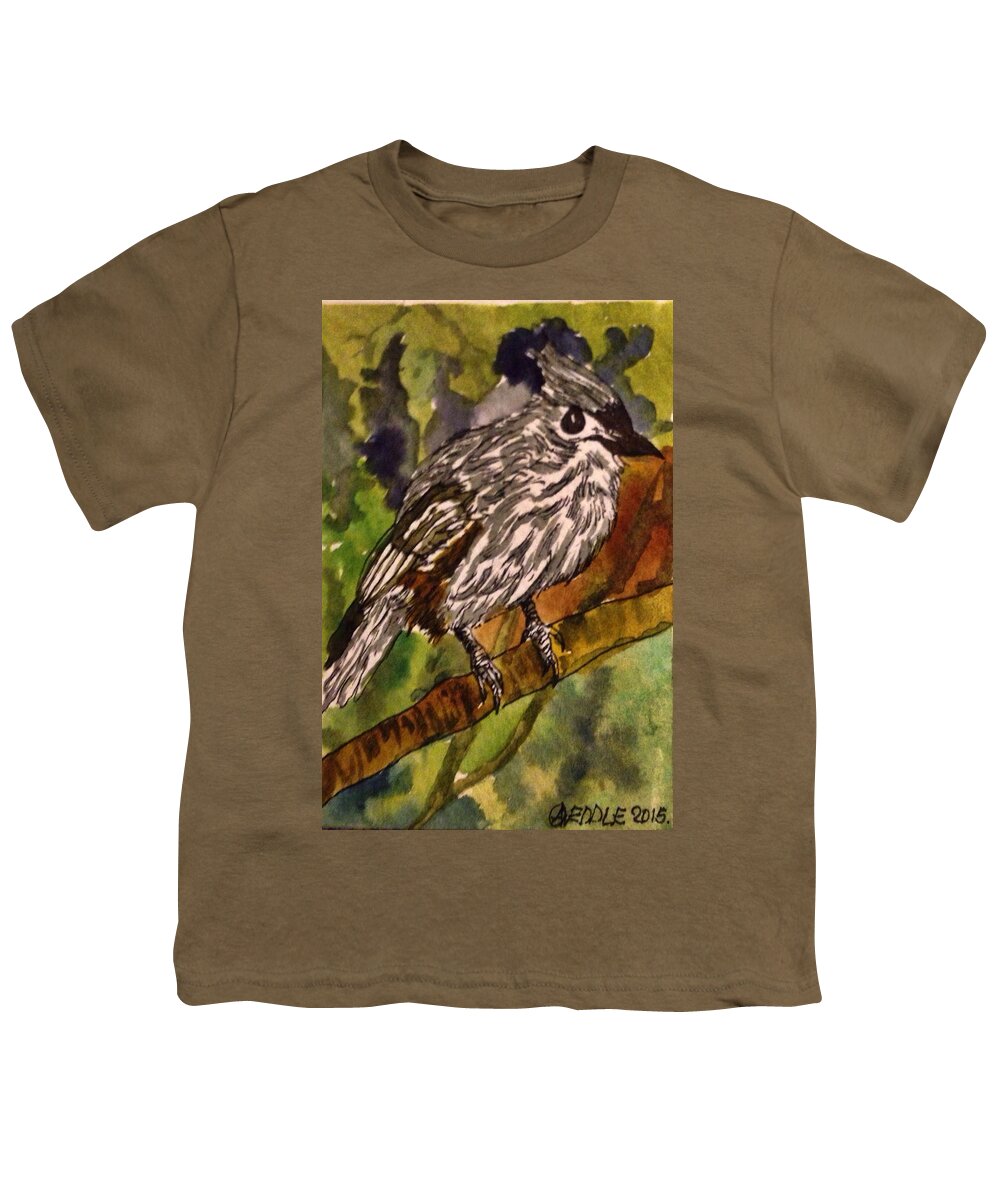 Tufted Titmouse Youth T-Shirt featuring the painting Tufted Titmouse by Angela Weddle