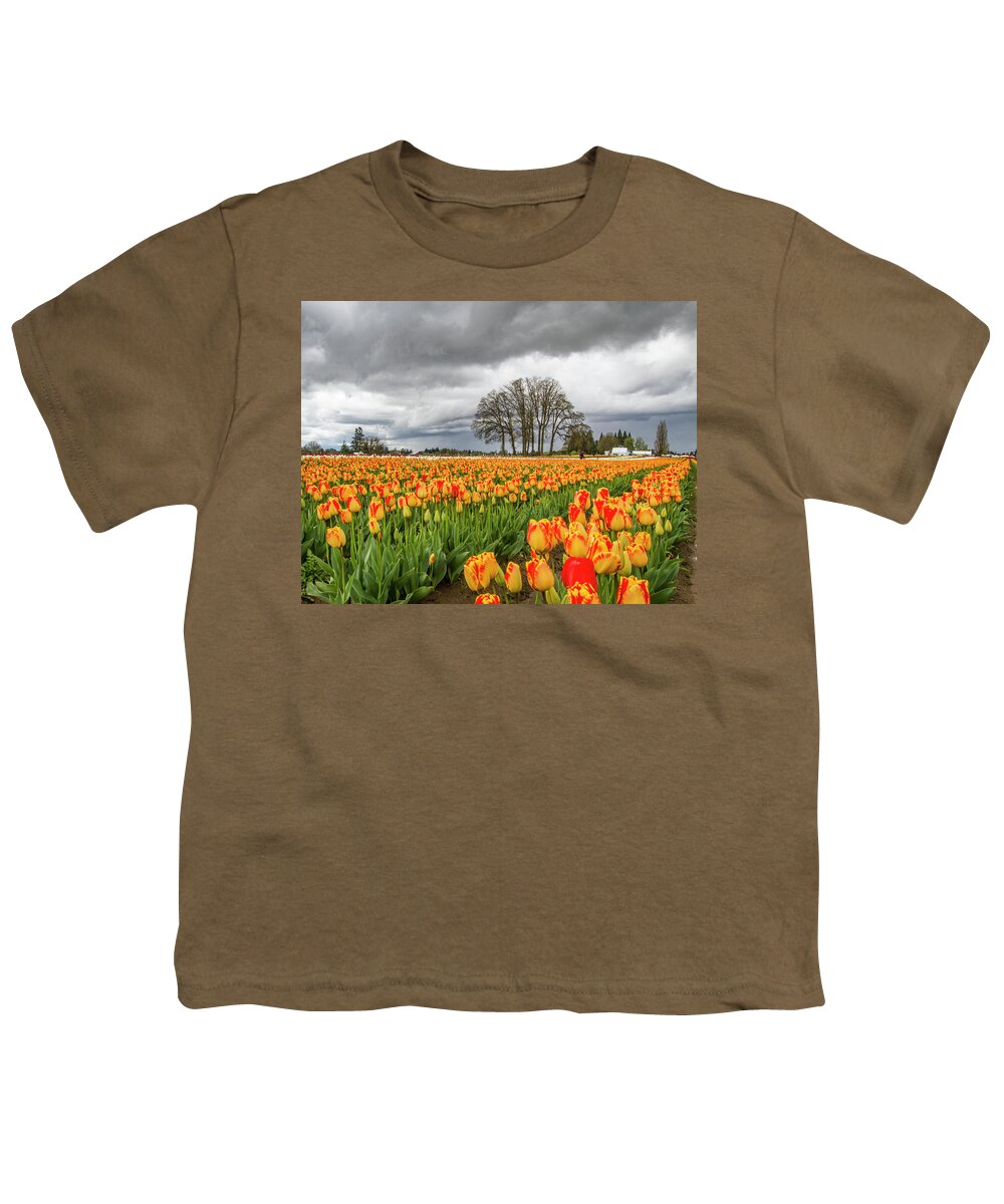 Jean Noren Youth T-Shirt featuring the photograph Tulip Rows by Jean Noren
