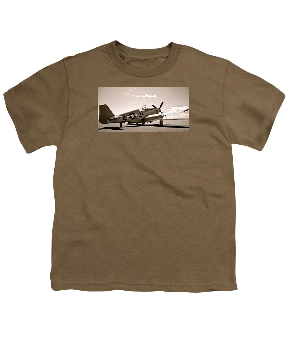 Tuskegee Youth T-Shirt featuring the photograph Tuskegee Airmen Vintage P51 Mustang Fighter Plane by Amy McDaniel
