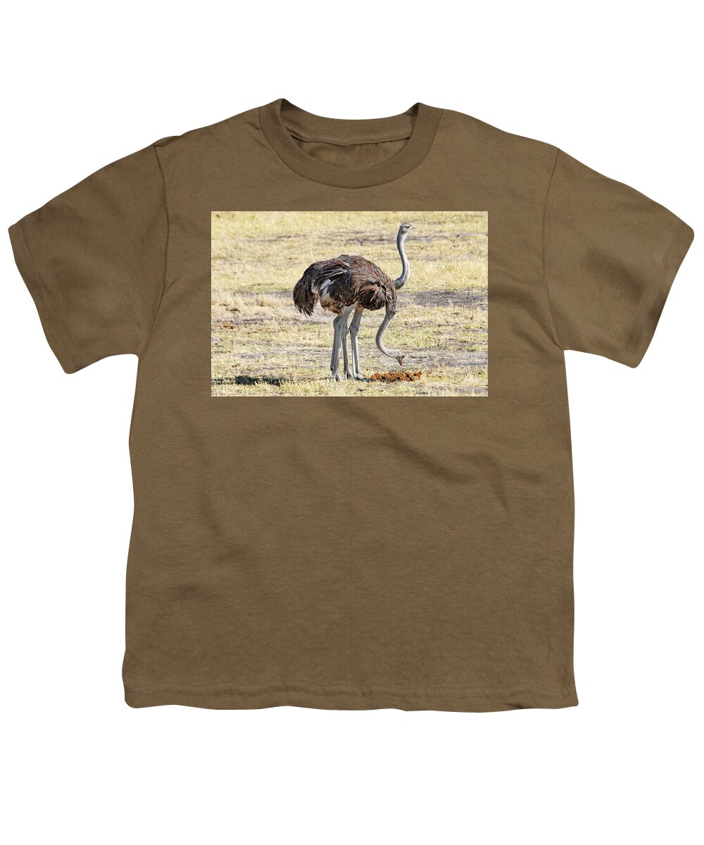 Ostrich Youth T-Shirt featuring the photograph Two-Headed Ostrich by Ted Keller