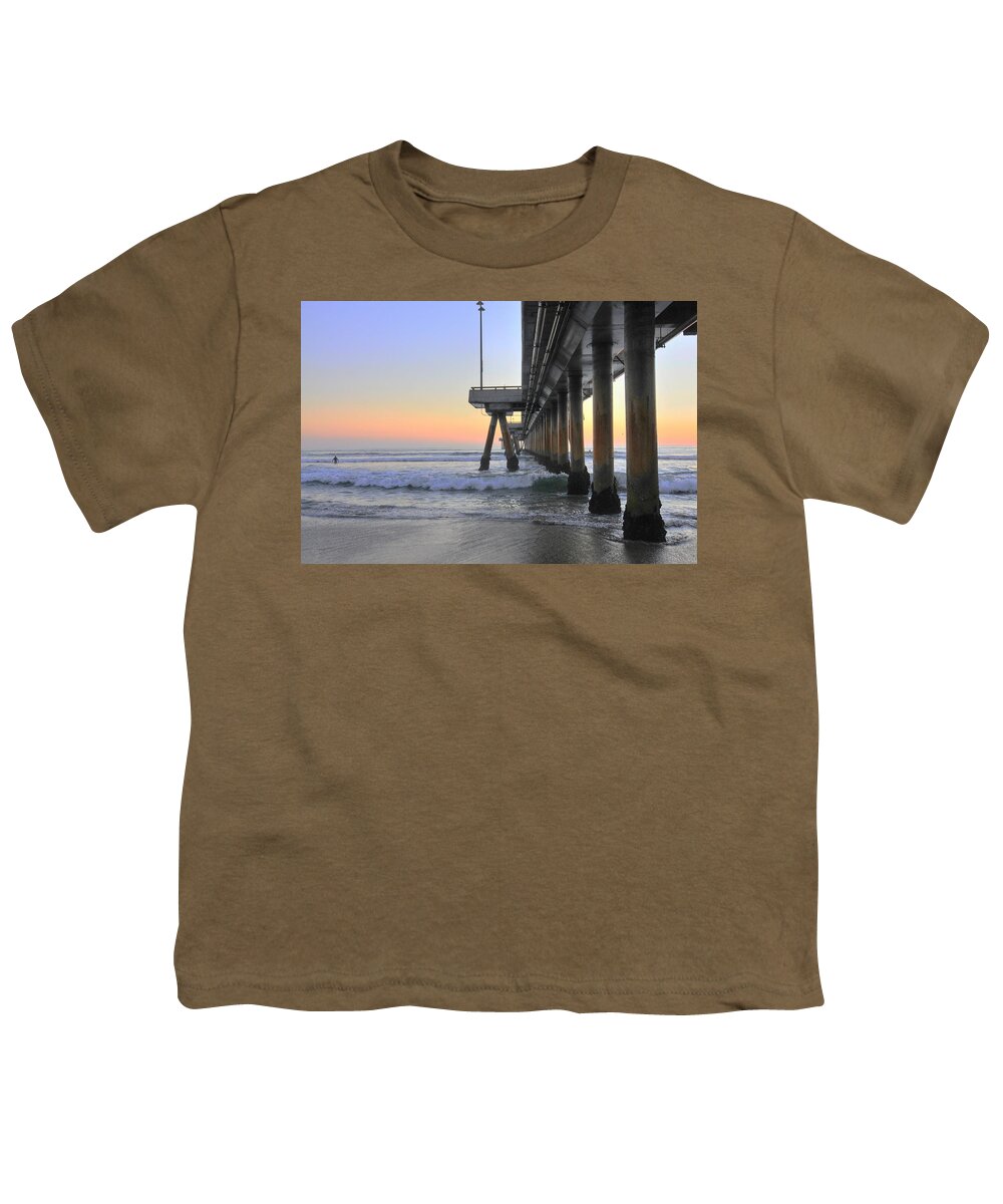 Venice Beach Pier Youth T-Shirt featuring the photograph Venice Beach Pier Sunset by Richard Omura