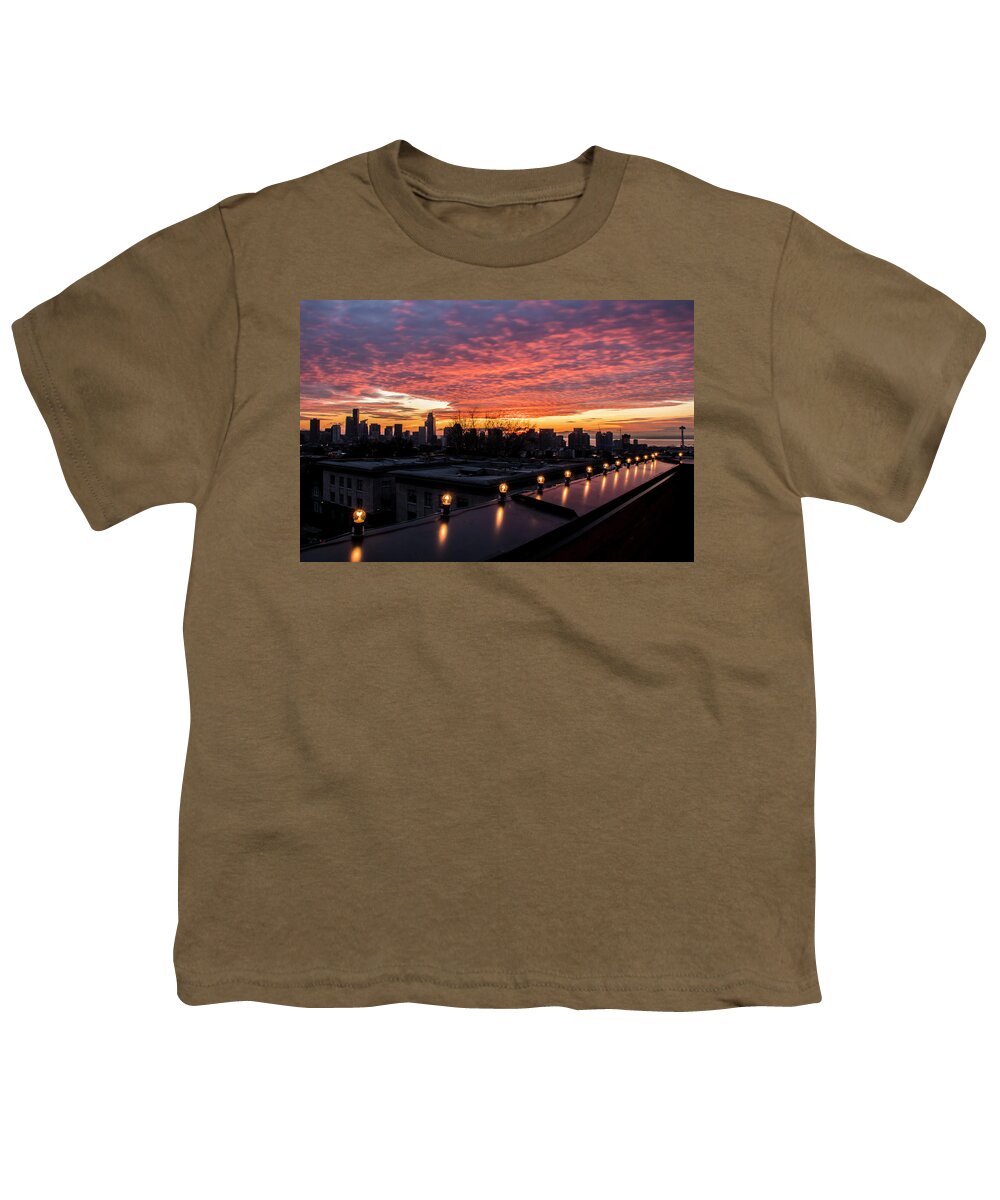 Seattle Youth T-Shirt featuring the photograph Vibrant Seattle Sunset by Matt McDonald