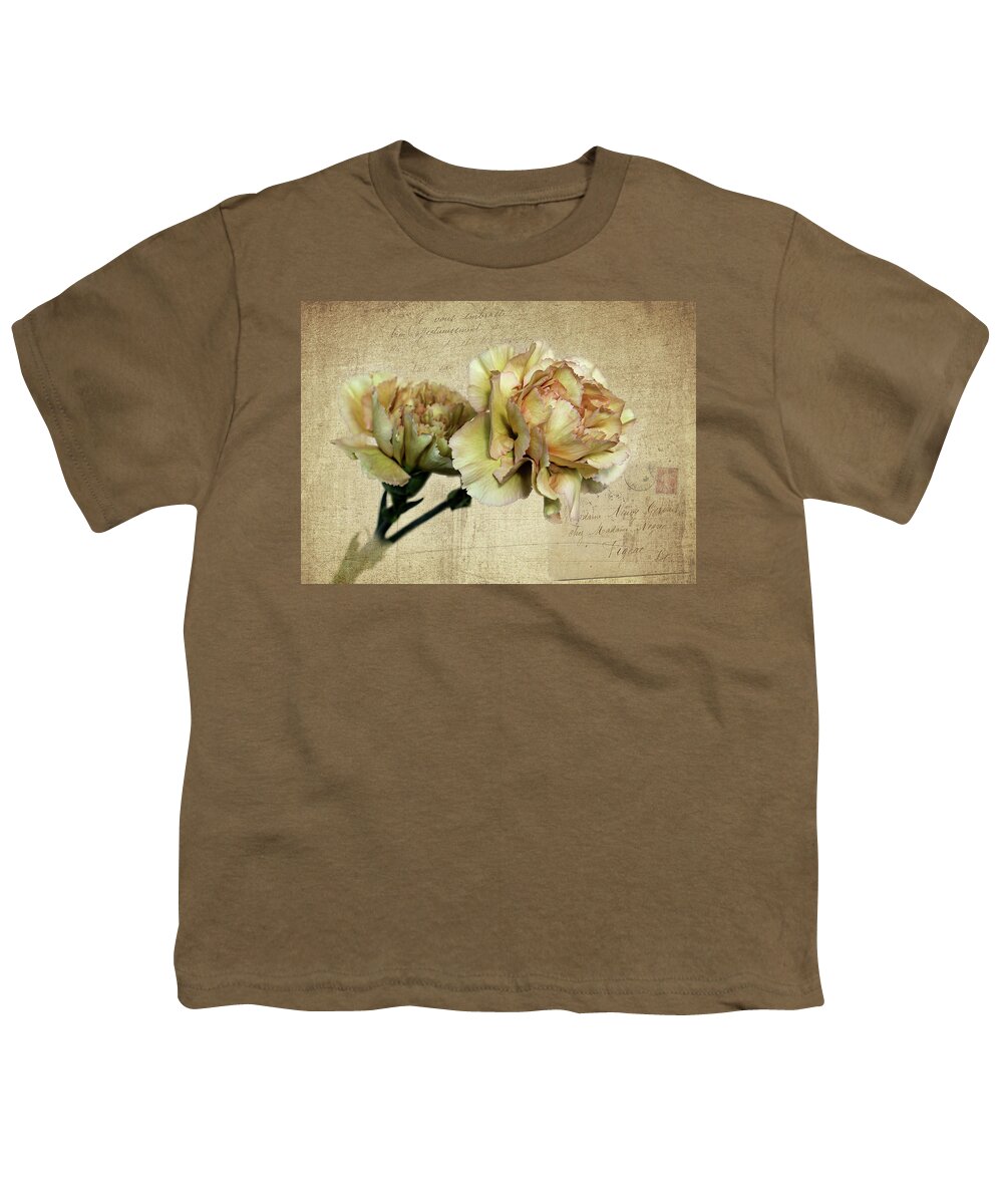 Carnation Youth T-Shirt featuring the photograph Vintage Carnations by Judy Vincent