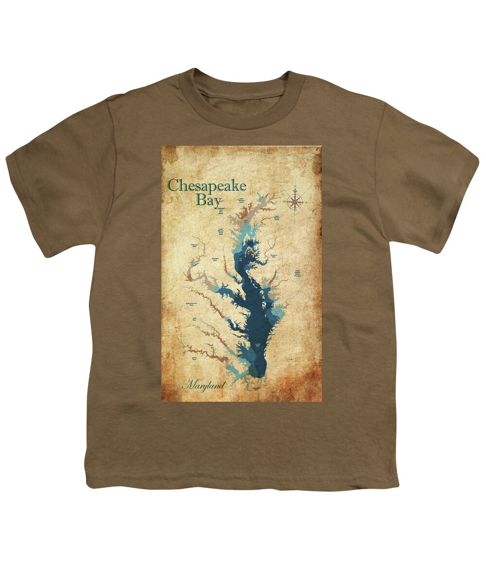 Lake Youth T-Shirt featuring the digital art Vintage Chesapeake Bay by Greg Sharpe