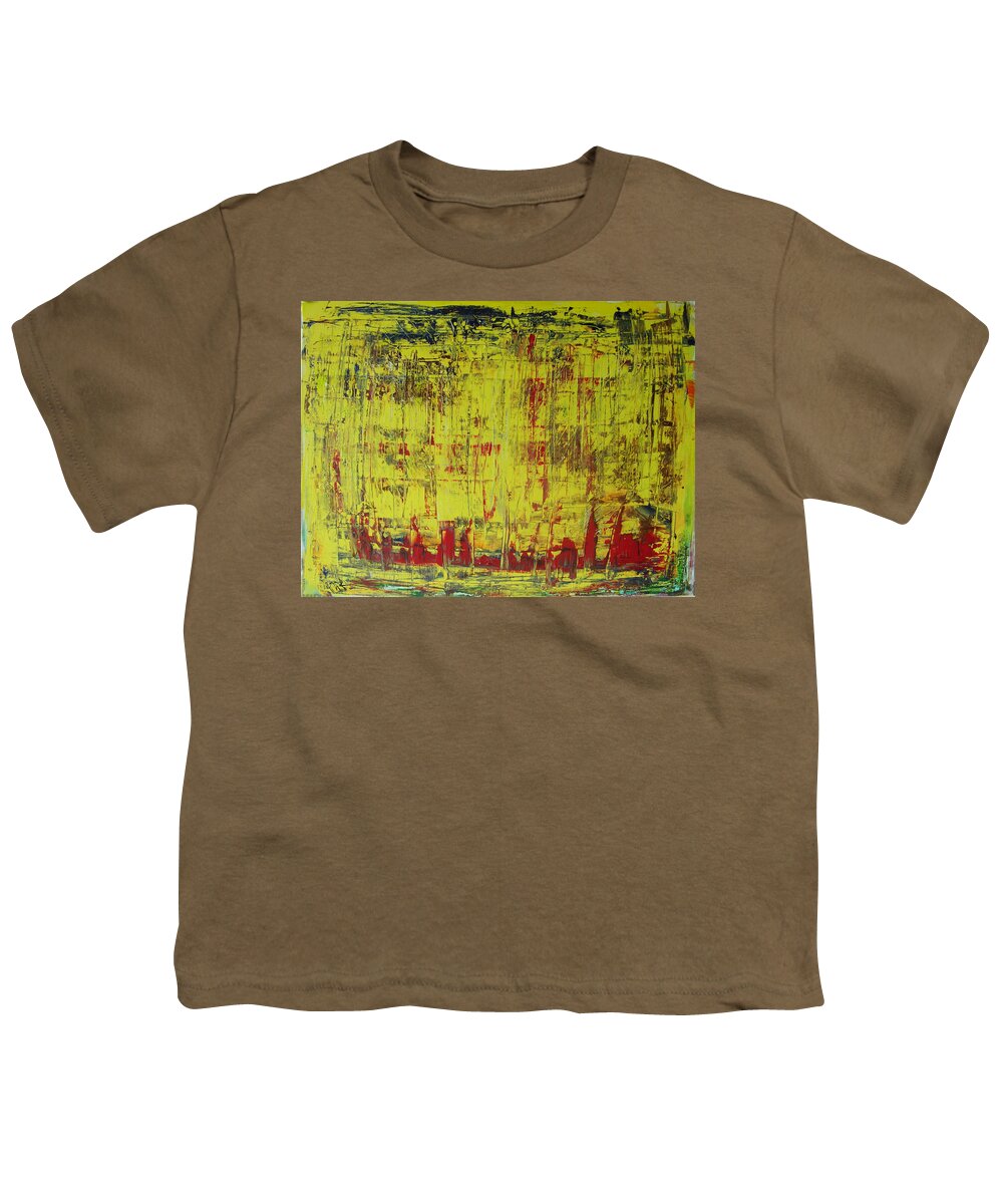 Abstract Painting Youth T-Shirt featuring the painting W18 - burner city by KUNST MIT HERZ Art with heart