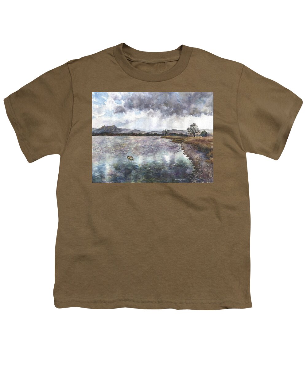 Rocky Mountain Painting Youth T-Shirt featuring the painting Walden Ponds on an April Evening by Anne Gifford