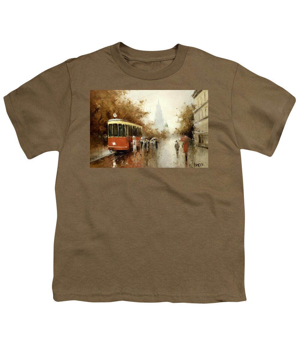 Russian Artists New Wave Youth T-Shirt featuring the painting Warm Moscow Autumn of 1953 by Igor Medvedev