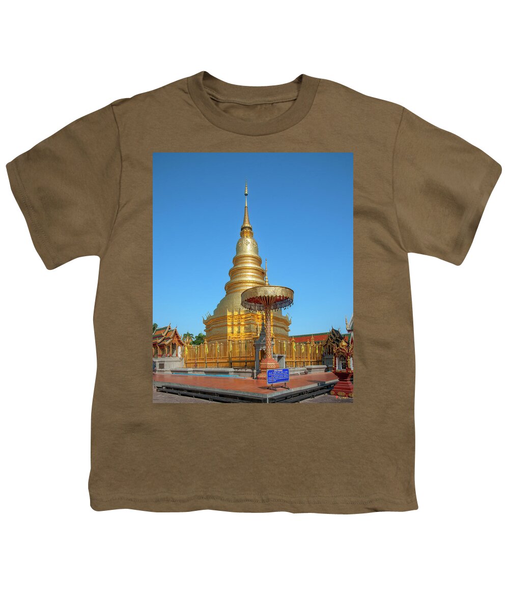 Scenic Youth T-Shirt featuring the photograph Wat Phra That Hariphunchai Phrathat Hariphunchai Chedi DTHLU0008 by Gerry Gantt