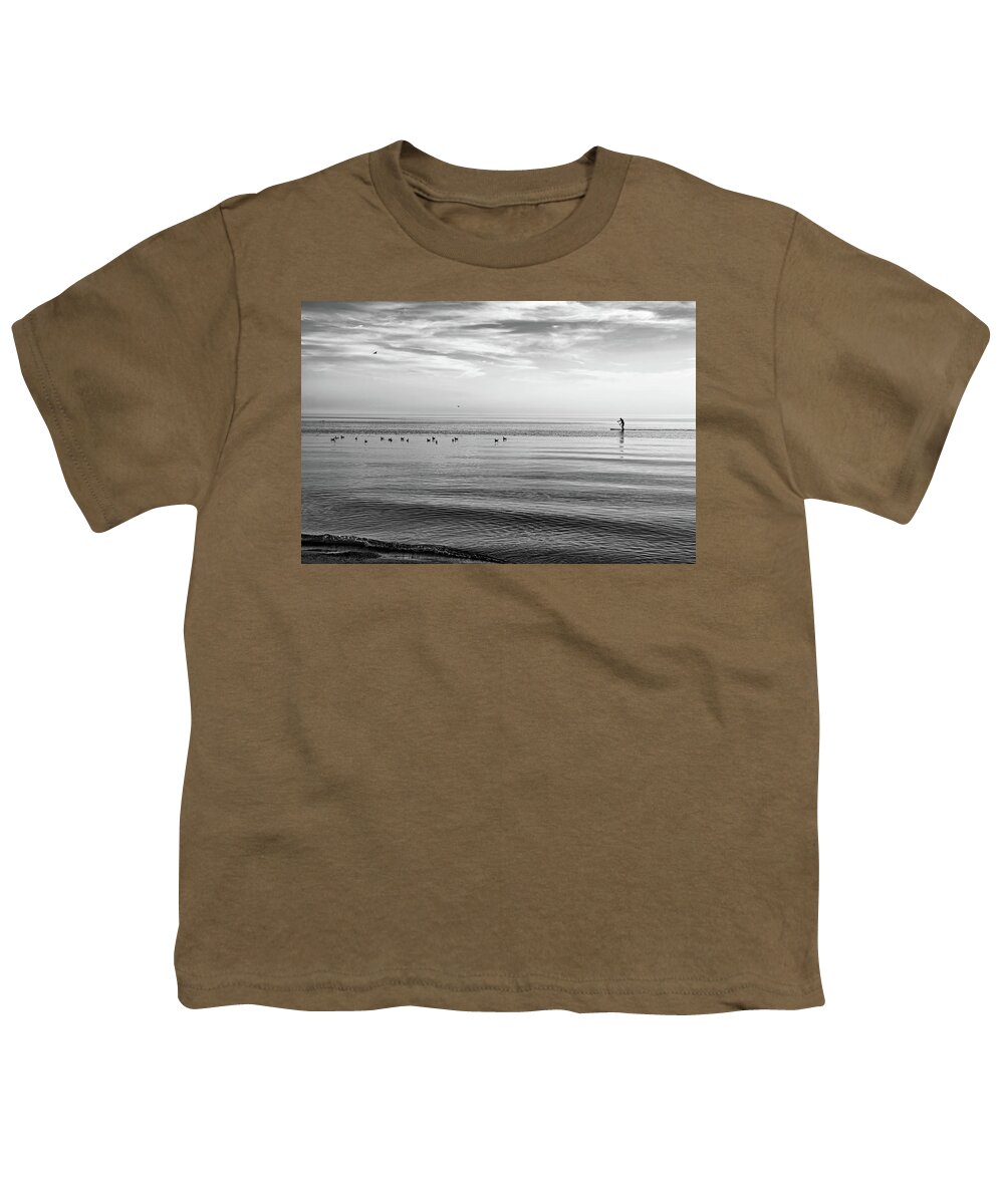 Steve Harrington Youth T-Shirt featuring the photograph Water Walker bw by Steve Harrington