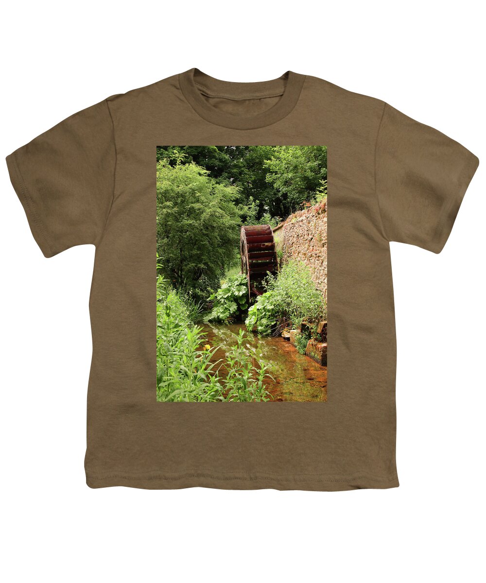 Waterwheel Youth T-Shirt featuring the photograph Waterwheel And Mill Race by Jeff Townsend