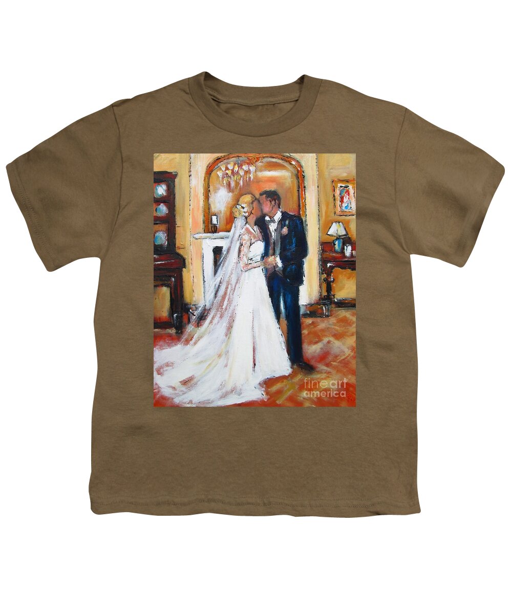 Wedding Art Youth T-Shirt featuring the painting Wedding Portrait Art And Paintings 2016 by Mary Cahalan Lee - aka PIXI