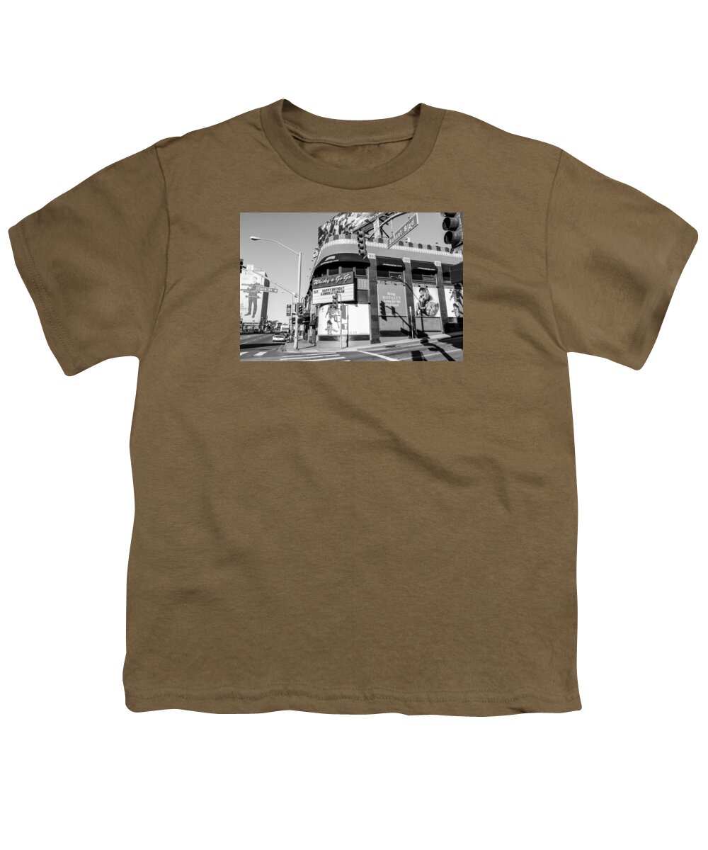 Los Angeles Youth T-Shirt featuring the photograph Whisky A Go Go Black and White by John McGraw