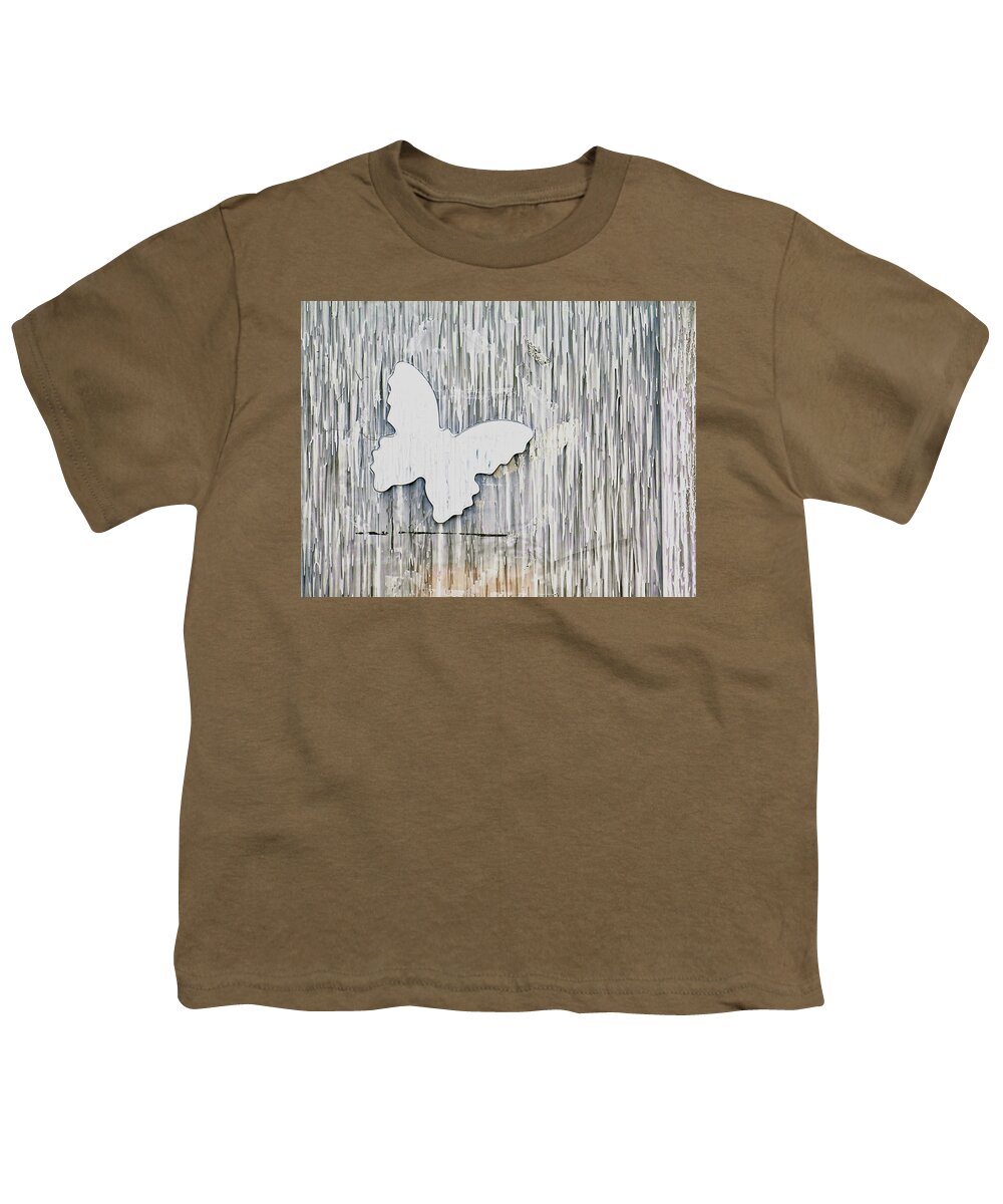 Butterfly Youth T-Shirt featuring the photograph White Butterfly by Kathy Corday
