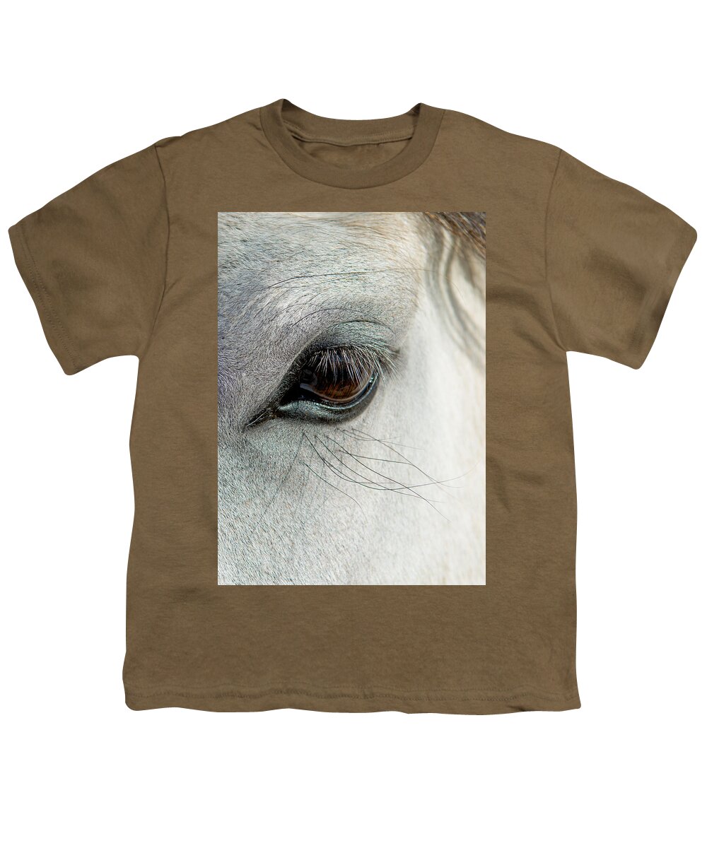 Horse Youth T-Shirt featuring the photograph White Horse Eye by Andreas Berthold
