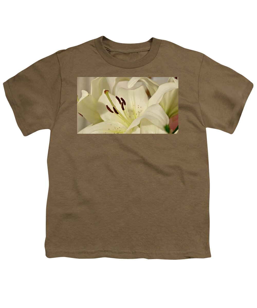 Lily Youth T-Shirt featuring the photograph White Lily 3 by Elena Perelman