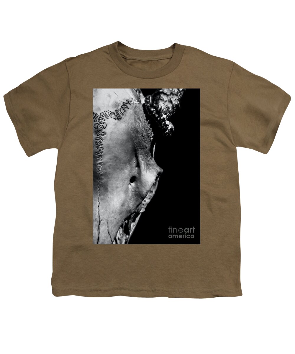 Deer Youth T-Shirt featuring the photograph Whitetail Deer Skull 1 - Left by James Aiken