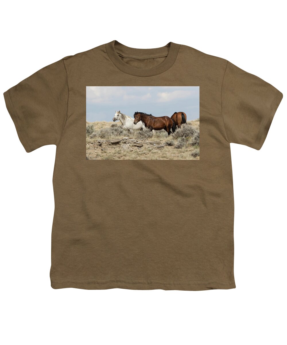 Mustangs Youth T-Shirt featuring the photograph Wild Mustangs by Ronnie And Frances Howard