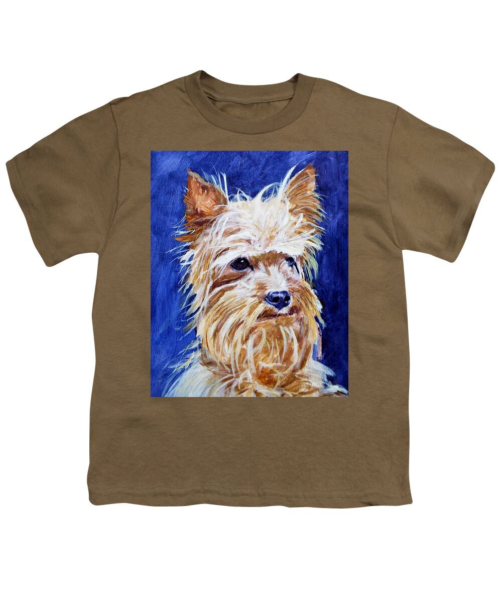 Impressionist Dog Youth T-Shirt featuring the painting Windblown Yorkshire by Michael Dillon