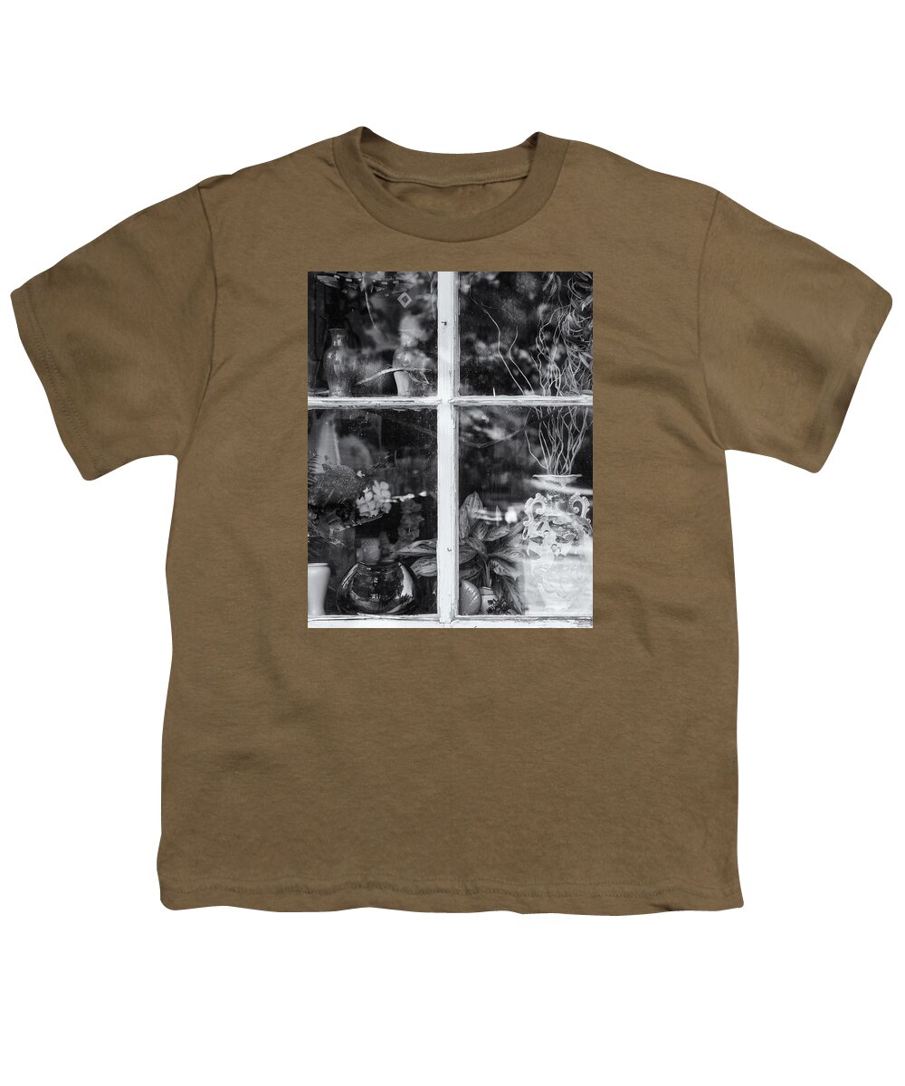 Brattleboro Vermont Youth T-Shirt featuring the photograph Window In Black and White by Tom Singleton