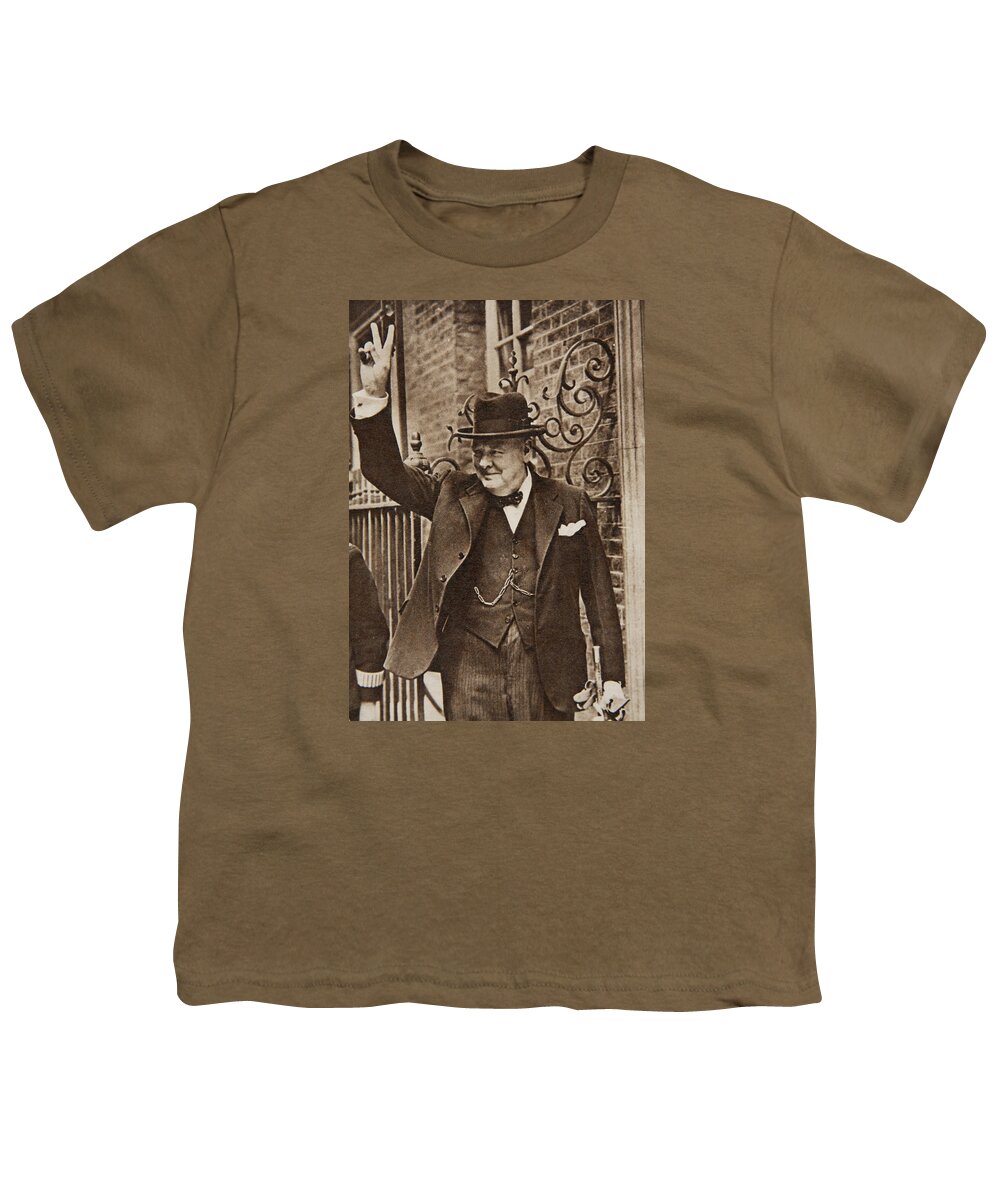Churchill Youth T-Shirt featuring the photograph Winston Churchill by English School