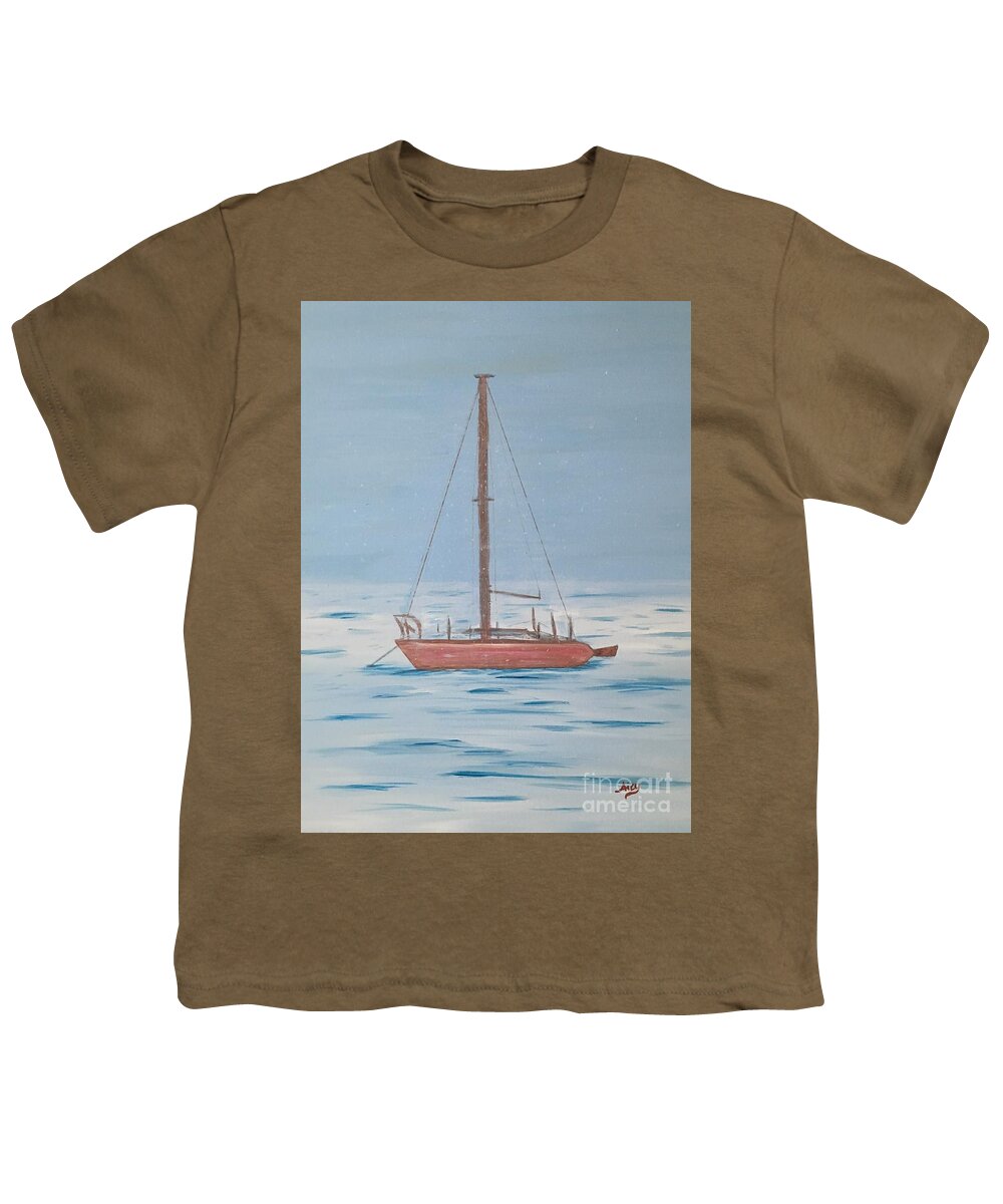 Winter Youth T-Shirt featuring the painting Winter on the Potomac by Aicy Karbstein