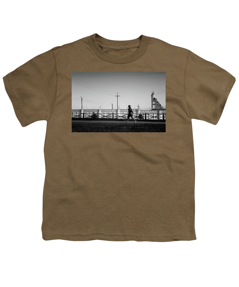 Woman Walking Youth T-Shirt featuring the photograph Woman Walking in Industry by John Williams