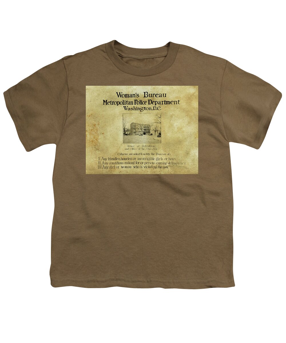 Women's Bureau Youth T-Shirt featuring the photograph Women's Bureau House of Detention Poster 1921 by Anthony Murphy