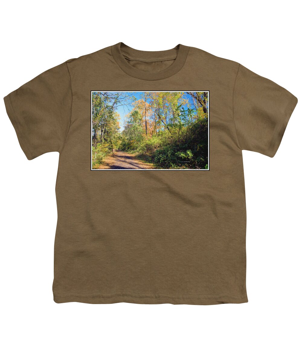 Woodland Youth T-Shirt featuring the photograph Woosland Trail, Autumn, Montgomery County, Pennsylvania by A Macarthur Gurmankin