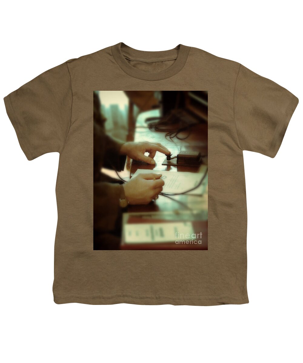 Telegraph Youth T-Shirt featuring the photograph WW2 Telegraph Operator by Jill Battaglia