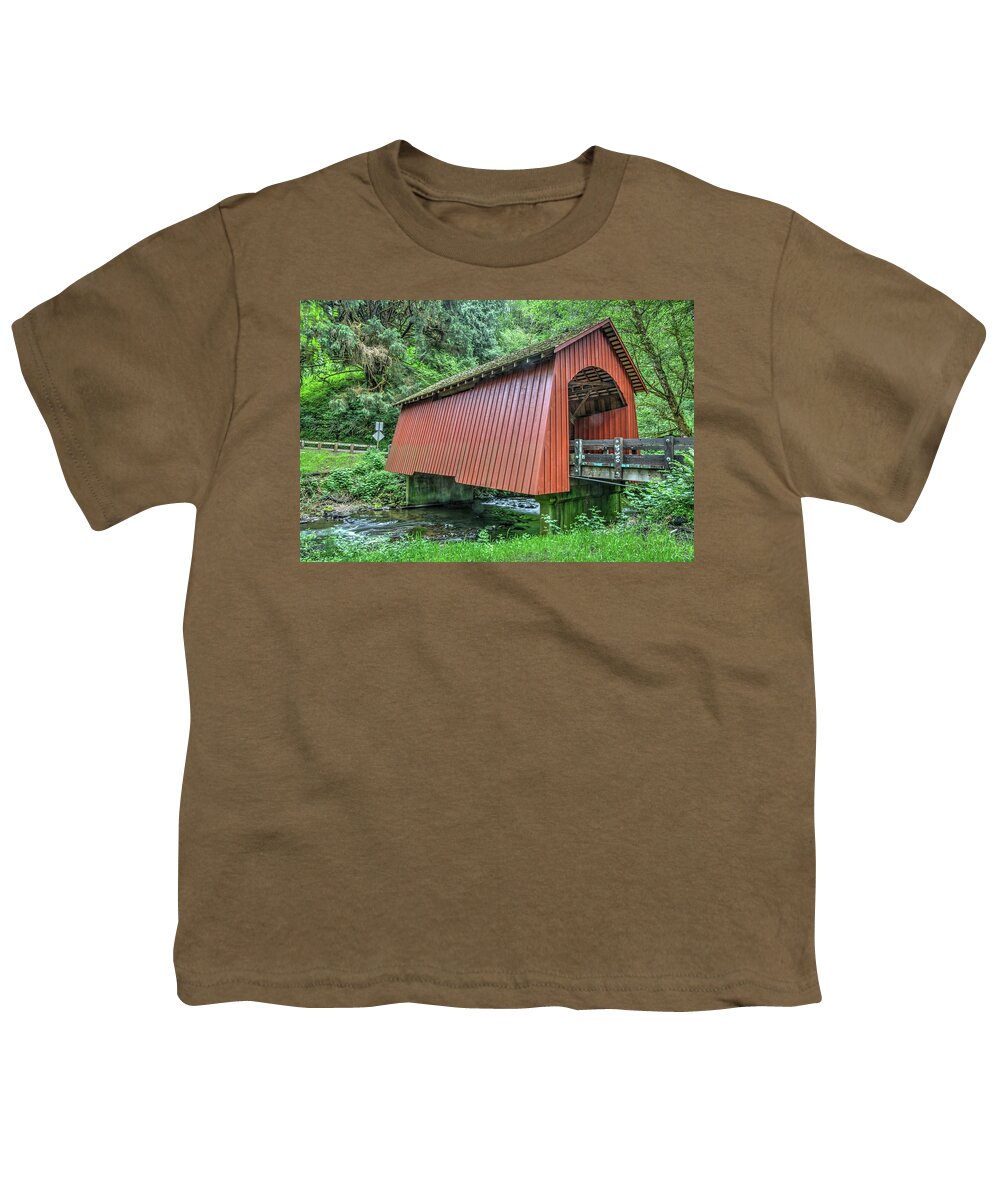 Oregon Youth T-Shirt featuring the photograph Yachats Covered Bridge by Harold Rau