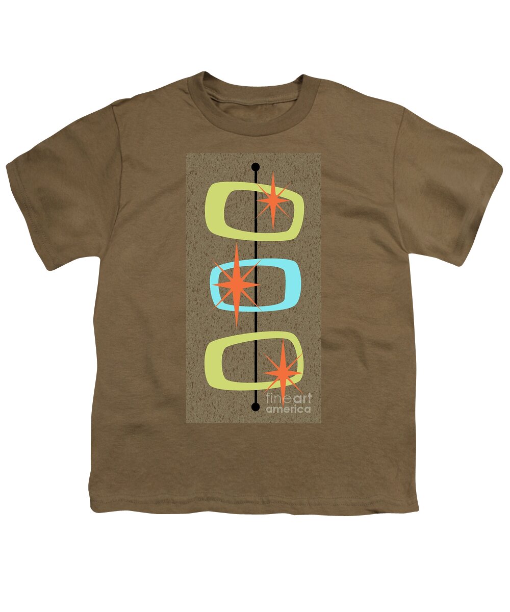 Mid Century Modern Youth T-Shirt featuring the digital art Yellow Turquoise Orange Mid Century Oblongs by Donna Mibus