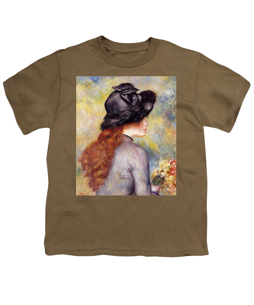 Pierre-auguste Renoir Youth T-Shirt featuring the painting Young Girl with a Bouquet by MotionAge Designs