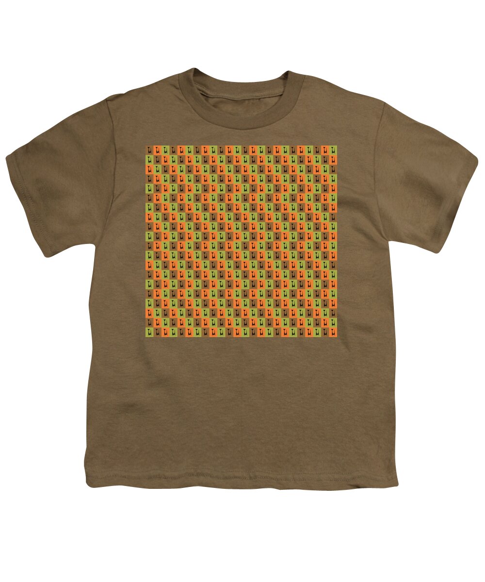 Mid Century Modern Youth T-Shirt featuring the digital art Atomic Cat 1 on Rectangles #1 by Donna Mibus