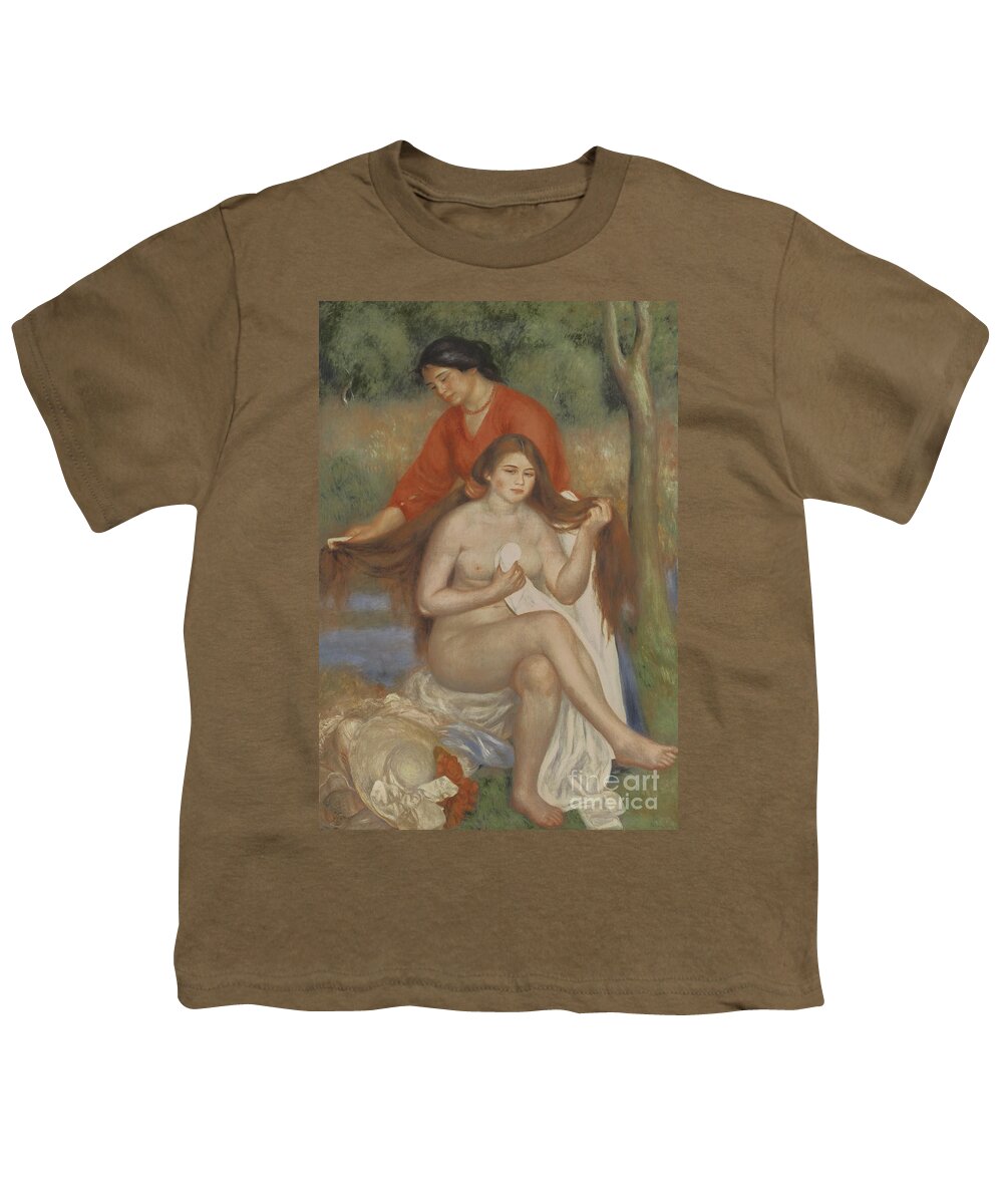 Bather And Maid Youth T-Shirt featuring the painting Bather and Maid by Pierre Auguste Renoir